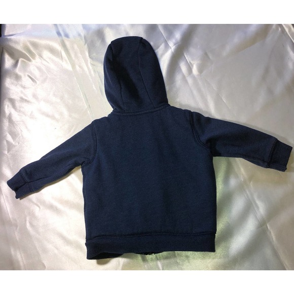 Carters Full Zip Soft Fleece Lined Blue Baby Hoodie Size 12 Months - Picture 2 of 8